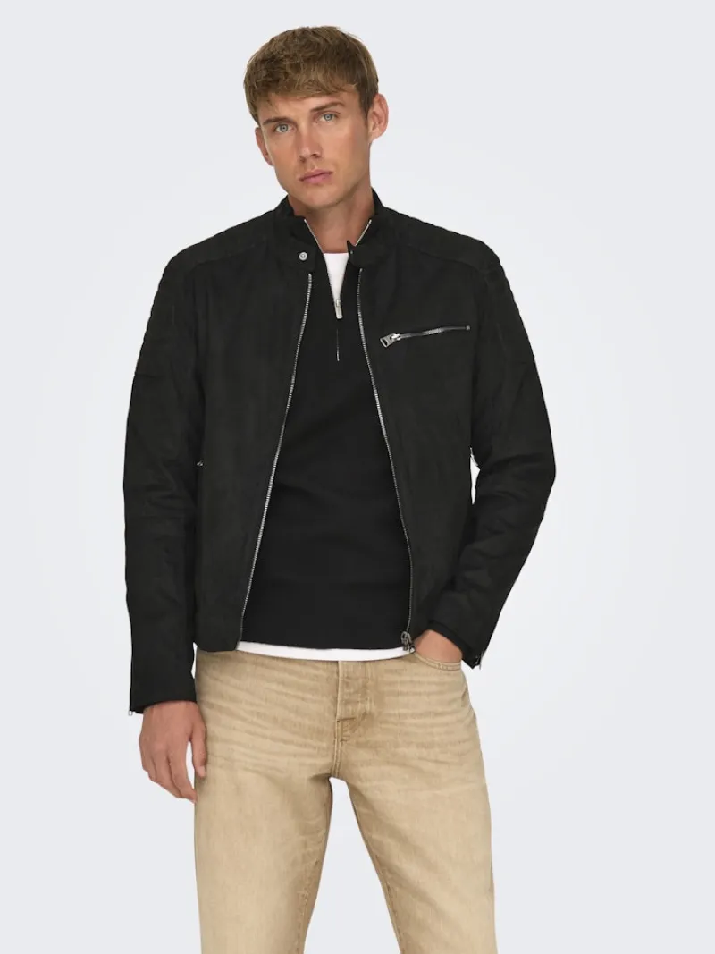 Only & Sons Jacken*ONSGUS FAUX SUEDE RACER JACKET OTW NOOS Black