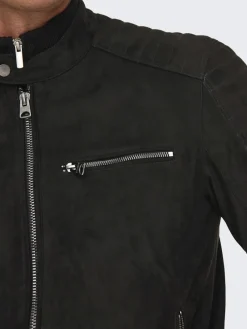 Only & Sons Jacken*ONSGUS FAUX SUEDE RACER JACKET OTW NOOS Black