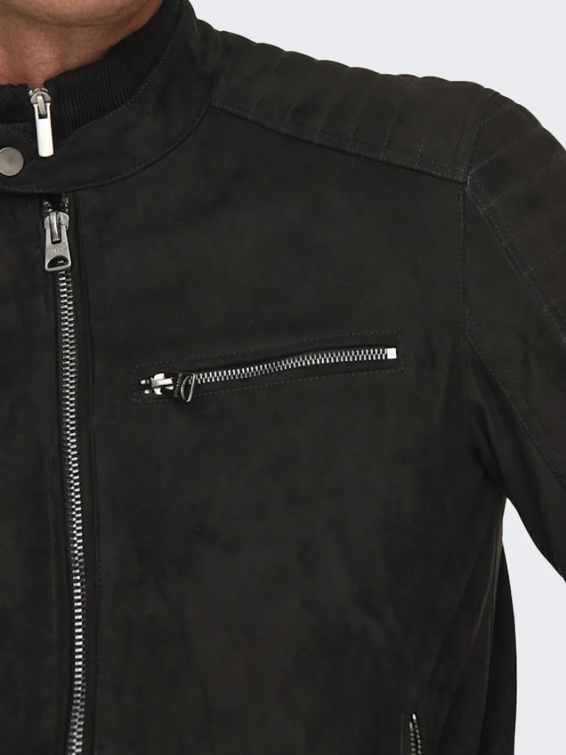 Only & Sons Jacken*ONSGUS FAUX SUEDE RACER JACKET OTW NOOS Black