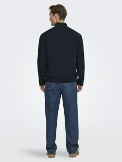 Only & Sons Pullover & Sweatshirts*ONSJOIN REG LS HIGH NECK KNIT CAMP Dark Sapphire
