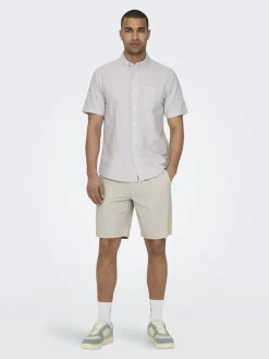 Only & Sons Shorts*ONSLEO LIFE 0009 SEERSUCKER SHORTS NOOS Silver Lining