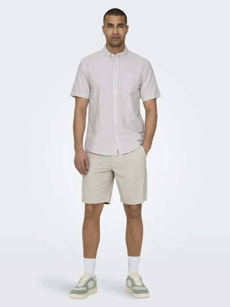 Only & Sons Shorts*ONSLEO LIFE 0009 SEERSUCKER SHORTS NOOS Silver Lining