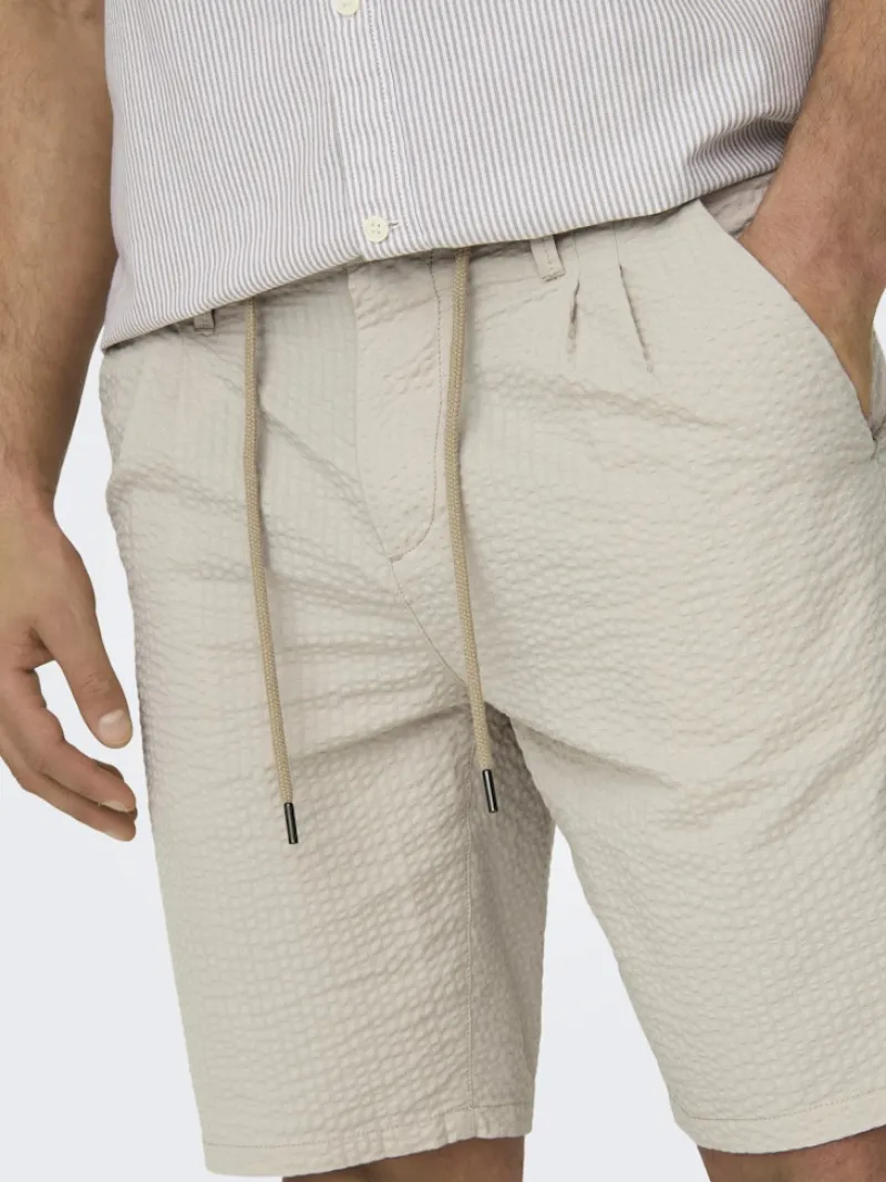 Only & Sons Shorts*ONSLEO LIFE 0009 SEERSUCKER SHORTS NOOS Silver Lining