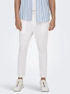 Only & Sons Hosen*ONSLINUS CROP 0007 COT LIN PNT NOOS Bright White