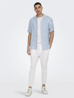Only & Sons Hosen*ONSLINUS CROP 0007 COT LIN PNT NOOS Bright White