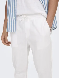 Only & Sons Hosen*ONSLINUS CROP 0007 COT LIN PNT NOOS Bright White