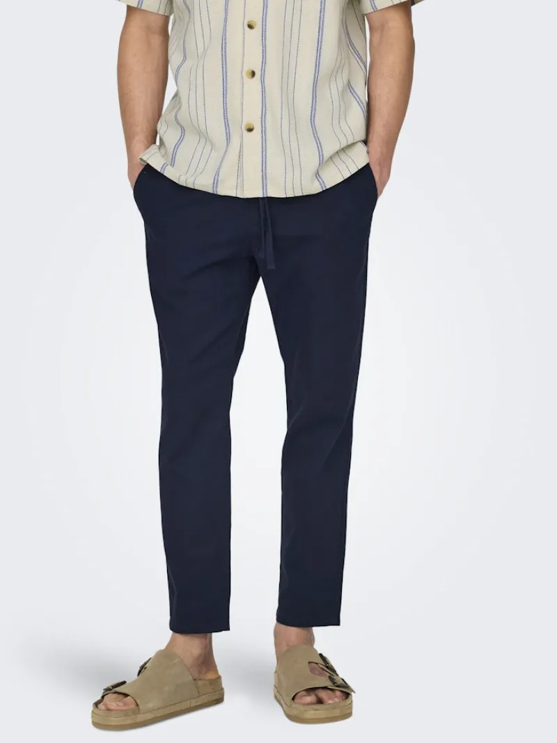 Only & Sons Hosen*ONSLINUS CROP 0007 COT LIN PNT NOOS Dark Navy