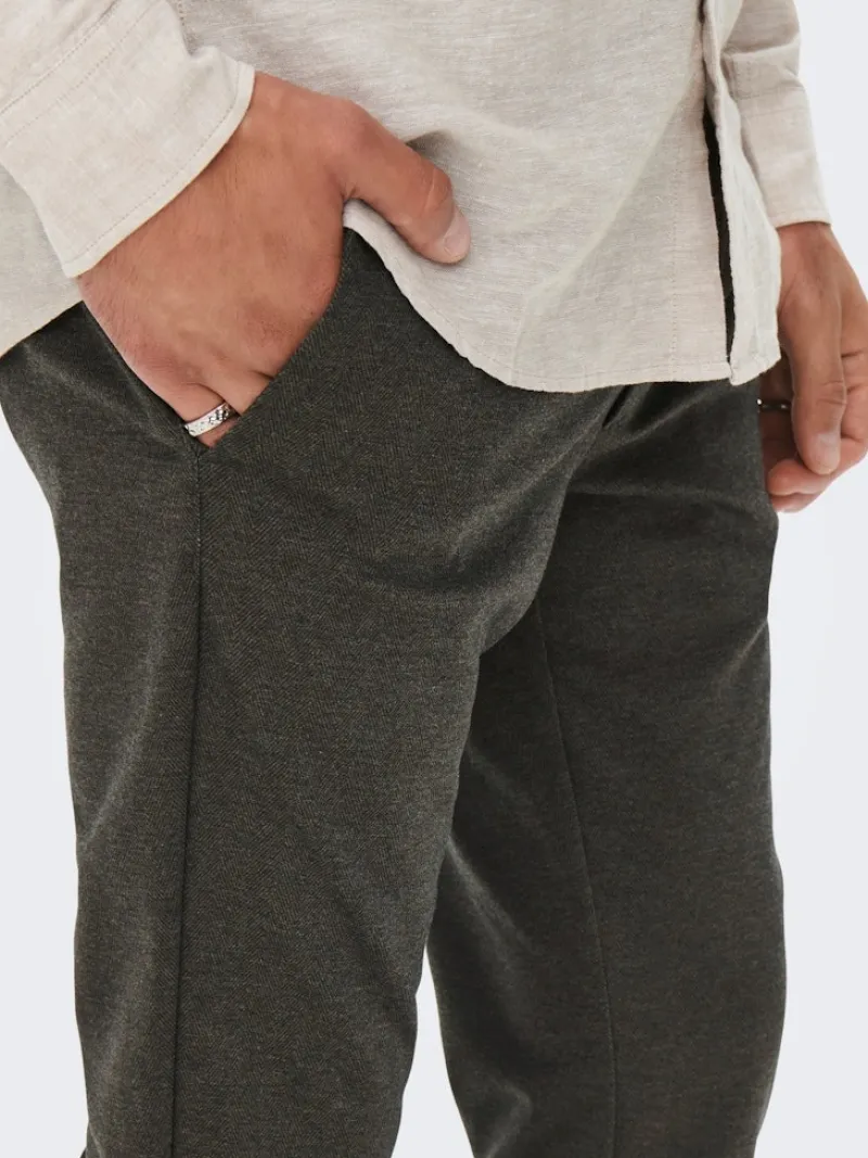 Only & Sons Hosen|Big Boys*ONSMARK SLIM HERRINGBONE 2911 PANT NOOS slate black