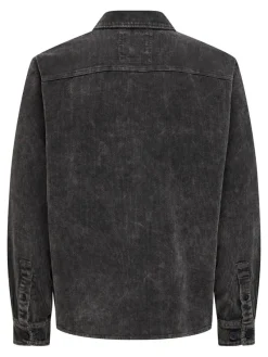 Only & Sons Hemden*ONSMARLON 8W WASH CORD OVERSHIRT grey pinstripe