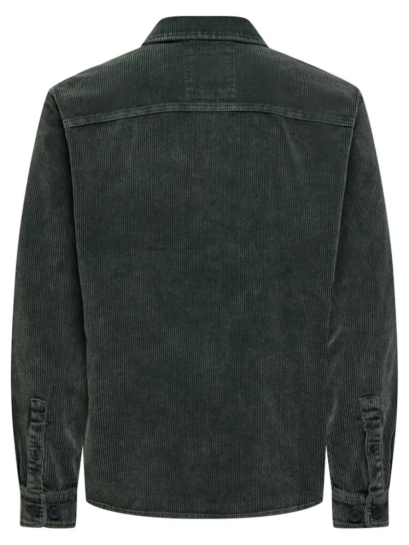 Only & Sons Hemden*ONSMARLON 8W WASH CORD OVERSHIRT Darkest Spruce