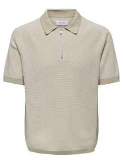 Only & Sons Shirts*ONSMATTEO REG SS ZIP POLO Cloud Dancer