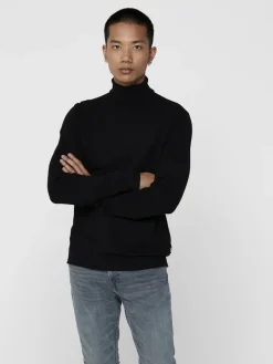 Only & Sons Pullover & Sweatshirts*ONSMIKKEL 12 SOFT HIGH NECK KNIT Black