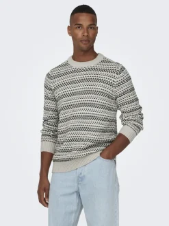 Only & Sons Pullover & Sweatshirts*ONSMUSA REG 3 STRUC CREW KNIT Silver Lining