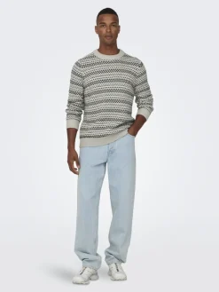 Only & Sons Pullover & Sweatshirts*ONSMUSA REG 3 STRUC CREW KNIT Silver Lining