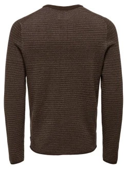 Only & Sons Pullover & Sweatshirts*ONSNIGUEL REG 12 STRIPE CREW KNIT Hot Fudge