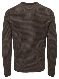 Only & Sons Pullover & Sweatshirts*ONSNIGUEL REG 12 STRIPE CREW KNIT Hot Fudge