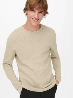 Only & Sons Pullover & Sweatshirts*ONSPANTER REG 12 STRUC CREW KNIT NOOS Silver Lining