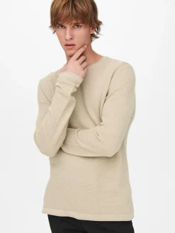 Only & Sons Pullover & Sweatshirts*ONSPANTER REG 12 STRUC CREW KNIT NOOS Silver Lining