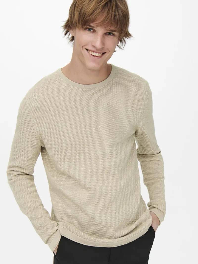 Only & Sons Pullover & Sweatshirts*ONSPANTER REG 12 STRUC CREW KNIT NOOS Silver Lining