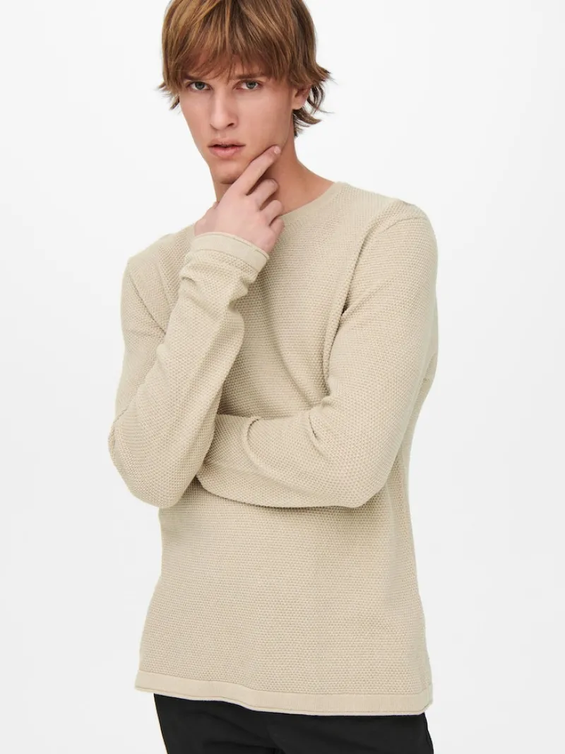 Only & Sons Pullover & Sweatshirts*ONSPANTER REG 12 STRUC CREW KNIT NOOS Silver Lining