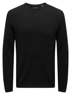 Only & Sons Pullover & Sweatshirts*ONSPANTER REG 12 STRUC CREW KNIT NOOS Black