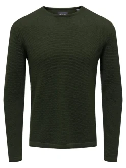 Only & Sons Pullover & Sweatshirts*ONSPANTER REG 12 STRUC CREW KNIT NOOS dunkelgrün1