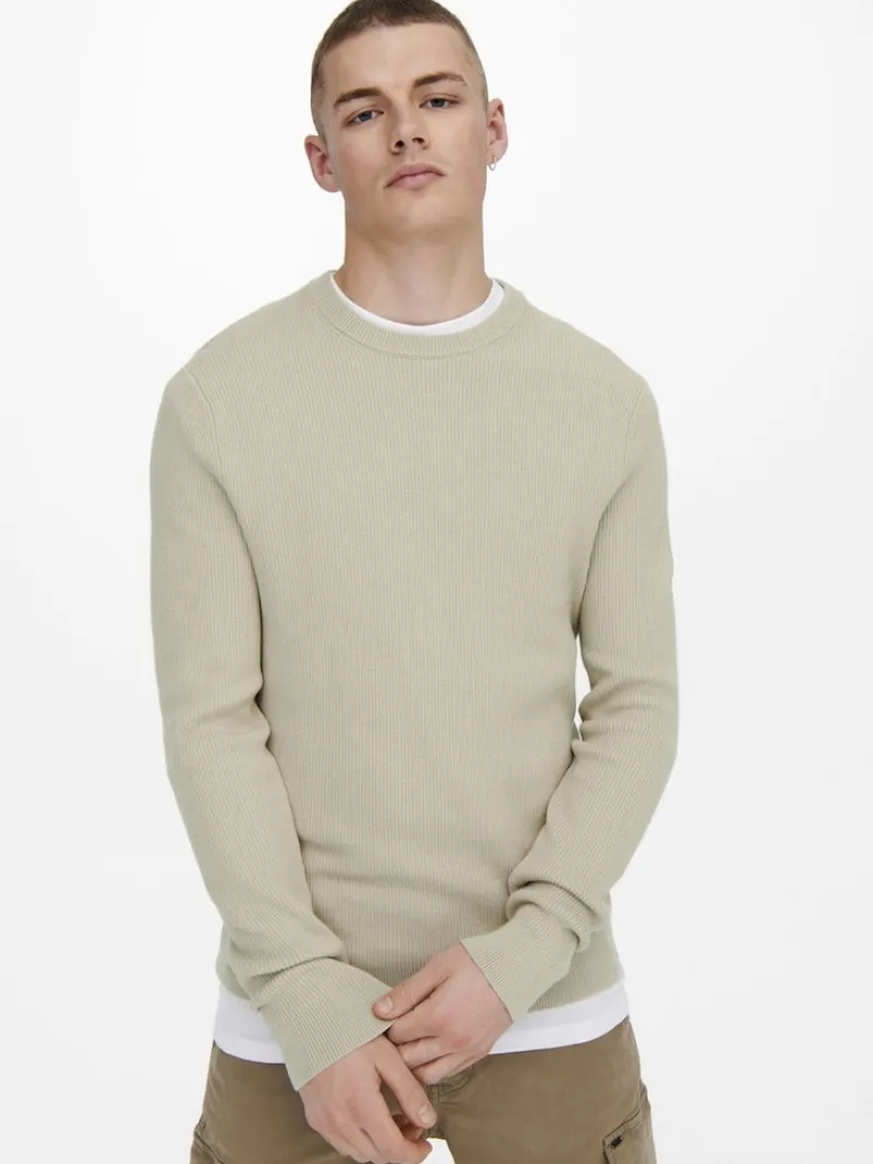 Only & Sons Pullover & Sweatshirts*ONSPHIL REG 12 STRUC CREW KNIT NOOS Silver Lining