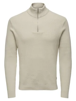 Only & Sons Pullover & Sweatshirts*ONSPHIL REG 12 STRUC HALF ZIP KNIT NOOS Silver Lining
