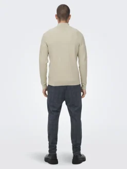 Only & Sons Pullover & Sweatshirts*ONSPHIL REG 12 STRUC HALF ZIP KNIT NOOS Silver Lining