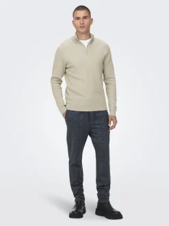 Only & Sons Pullover & Sweatshirts*ONSPHIL REG 12 STRUC HALF ZIP KNIT NOOS Silver Lining