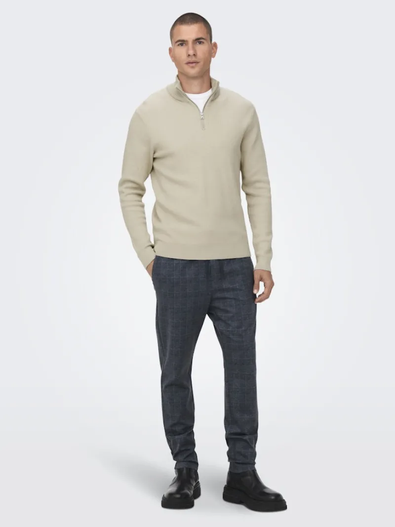 Only & Sons Pullover & Sweatshirts*ONSPHIL REG 12 STRUC HALF ZIP KNIT NOOS Silver Lining