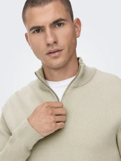 Only & Sons Pullover & Sweatshirts*ONSPHIL REG 12 STRUC HALF ZIP KNIT NOOS Silver Lining