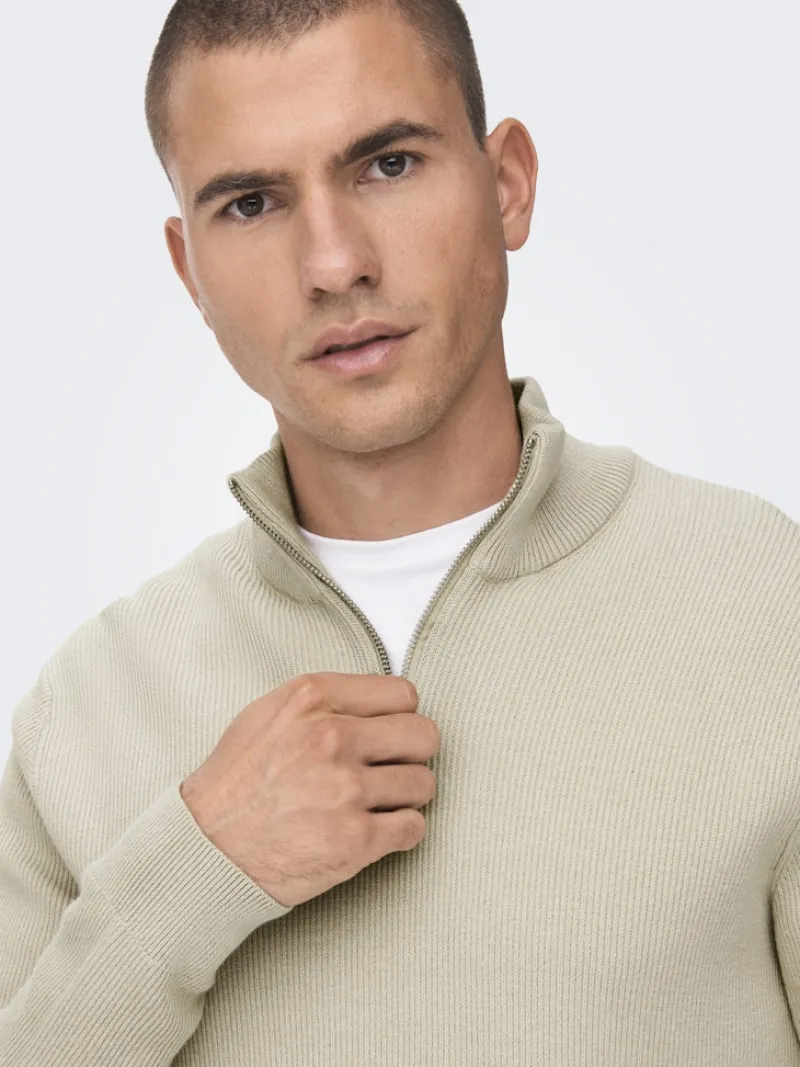 Only & Sons Pullover & Sweatshirts*ONSPHIL REG 12 STRUC HALF ZIP KNIT NOOS Silver Lining