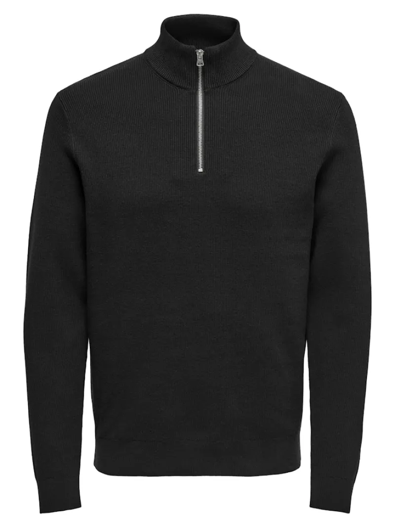 Only & Sons Pullover & Sweatshirts*ONSPHIL REG 12 STRUC HALF ZIP KNIT NOOS Black