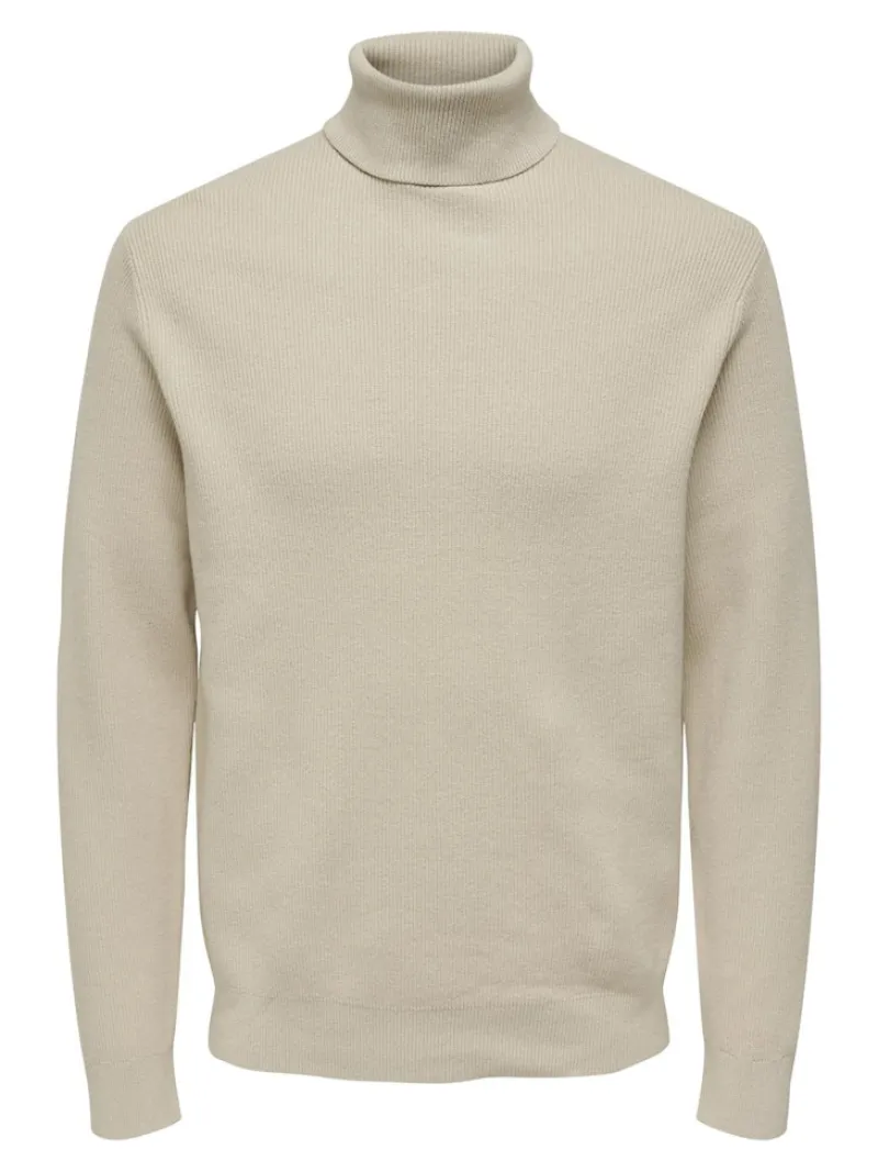 Only & Sons Pullover & Sweatshirts*ONSPHIL REG 12 STRUC ROLL NECK KNIT Silver Lining