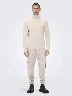 Only & Sons Pullover & Sweatshirts*ONSPHIL REG 12 STRUC ROLL NECK KNIT Silver Lining