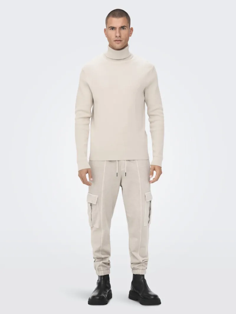 Only & Sons Pullover & Sweatshirts*ONSPHIL REG 12 STRUC ROLL NECK KNIT Silver Lining