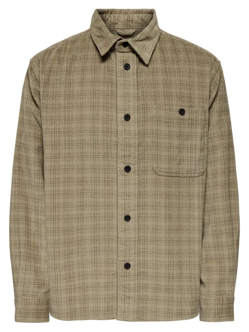 Only & Sons Hemden*ONSWALEED CORDUROY OVERSHIRT 0345 NOOS chinchilla