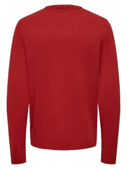 Only & Sons Pullover & Sweatshirts*ONSXMAS REG 5 PLACEMENT CREW KNIT pompeian red1