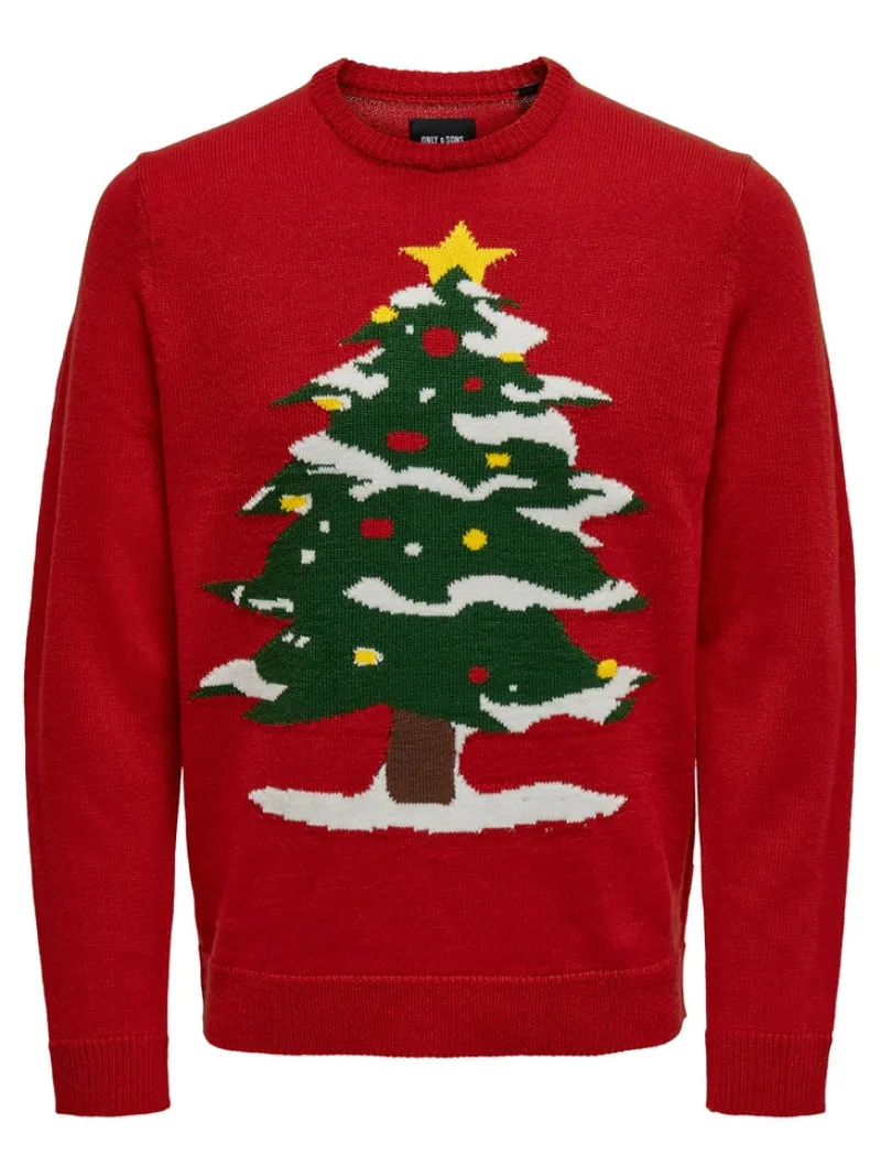 Only & Sons Pullover & Sweatshirts*ONSXMAS REG FUNNY CREW KNIT Pompeian Red