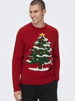 Only & Sons Pullover & Sweatshirts*ONSXMAS REG FUNNY CREW KNIT Pompeian Red