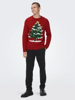 Only & Sons Pullover & Sweatshirts*ONSXMAS REG FUNNY CREW KNIT Pompeian Red