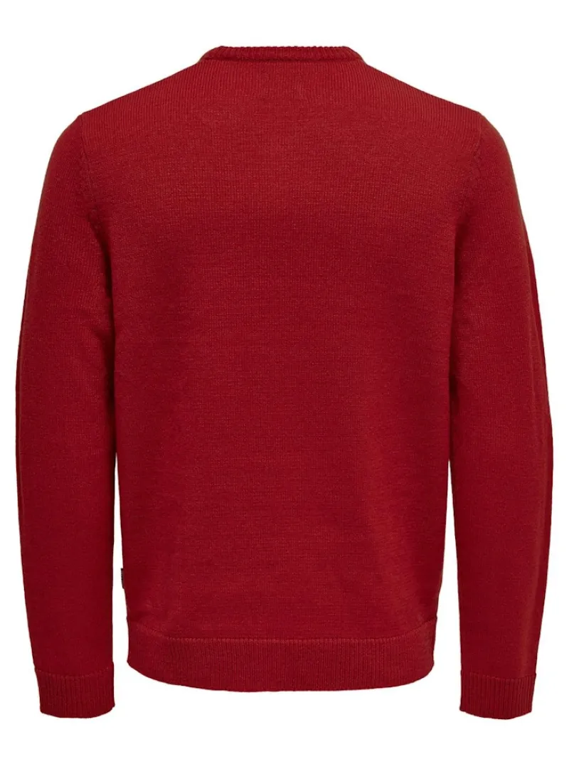 Only & Sons Pullover & Sweatshirts*ONSXMAS REG FUNNY CREW KNIT Pompeian Red