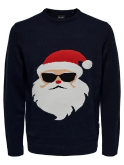 Only & Sons Pullover & Sweatshirts*ONSXMAS REG FUNNY CREW KNIT Dark Navy