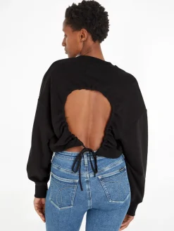 Calvin Klein Jeans Pullover & Sweatshirts*OPEN BACK CREW NECK ck black