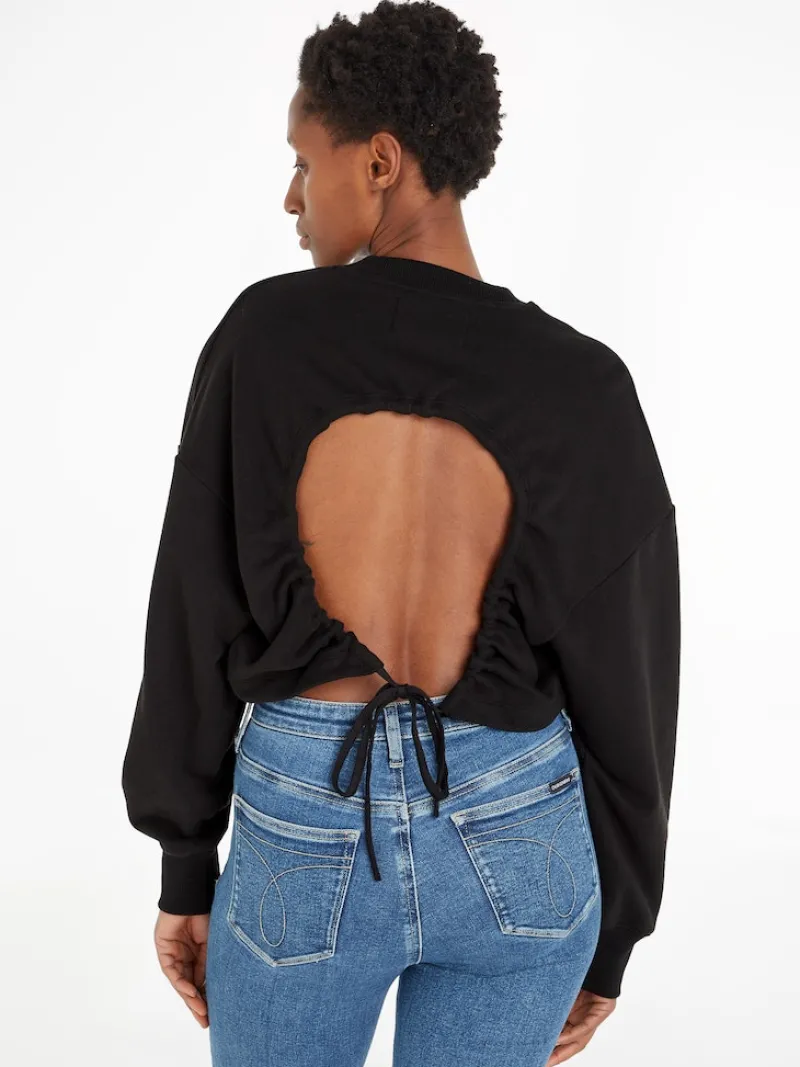 Calvin Klein Jeans Pullover & Sweatshirts*OPEN BACK CREW NECK ck black