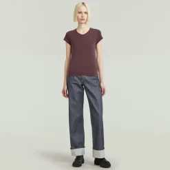 G-star Raw Shirts*Overdyed eyben slim v t 2.0 wmn maroon gd