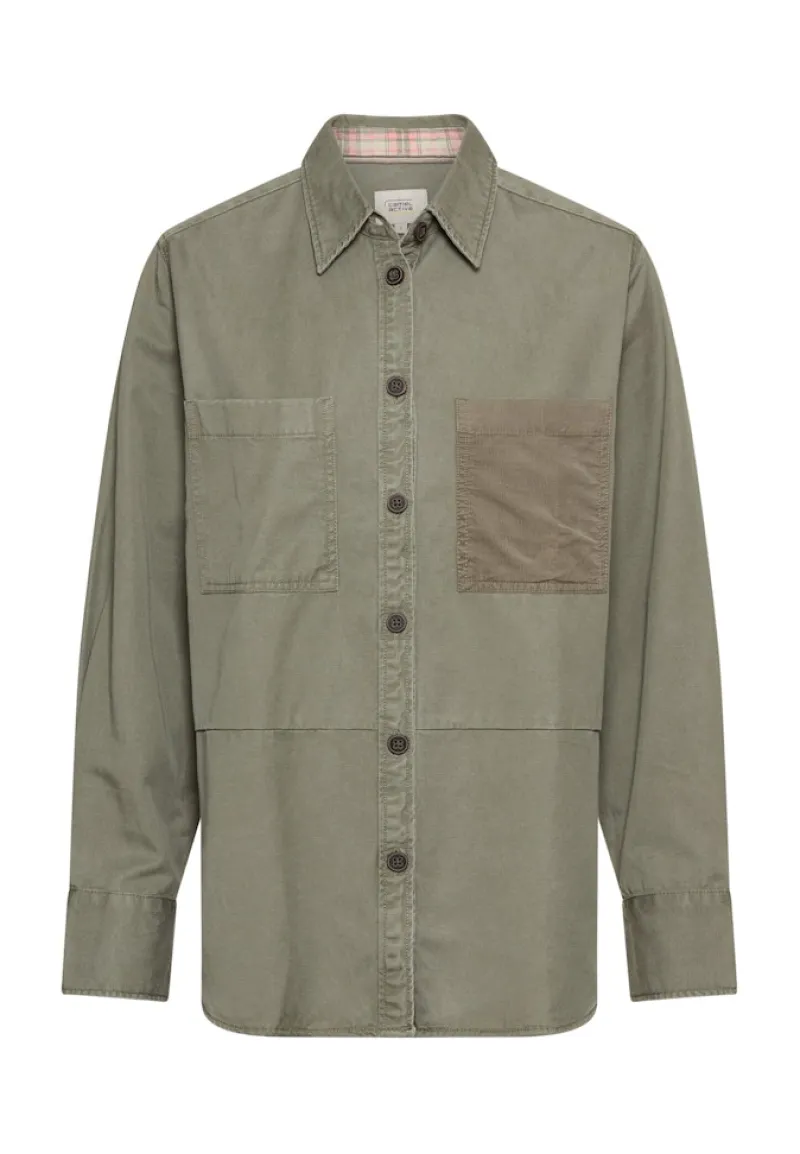 Camel Active Blusen*Overshirt aus Baumwoll-Lyocell-Mix shadow khaki