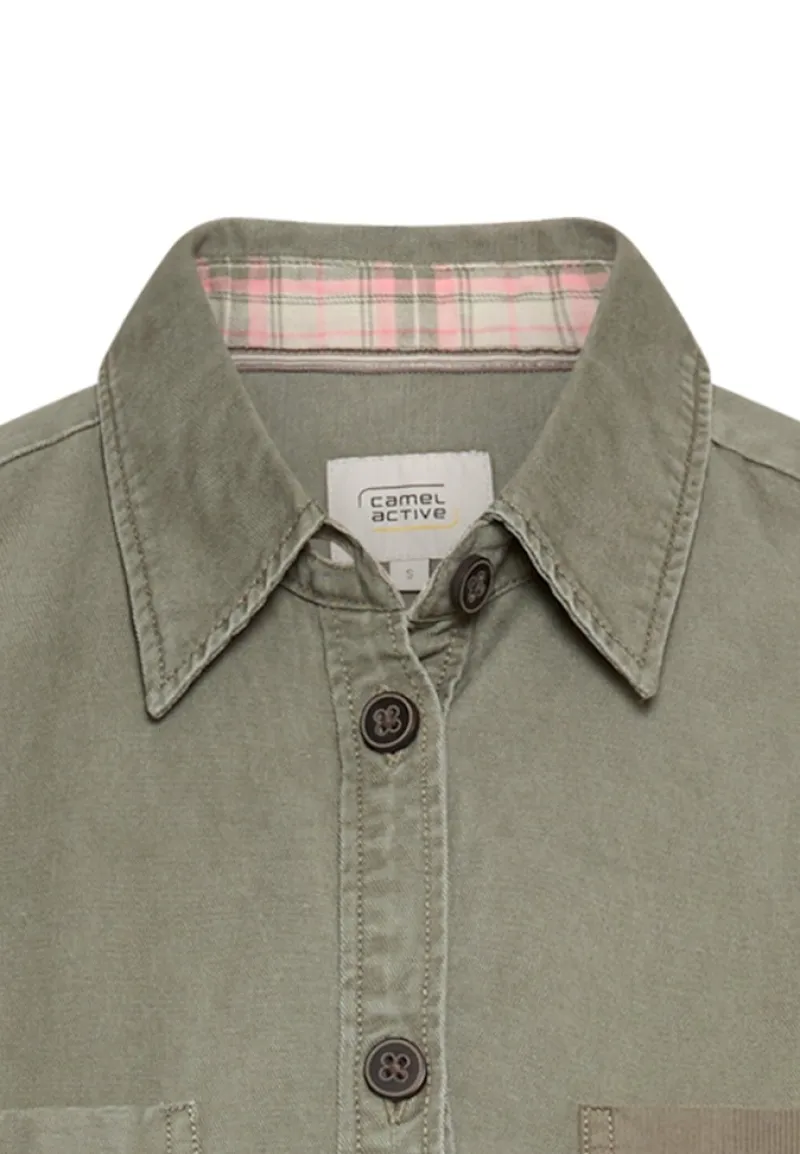 Camel Active Blusen*Overshirt aus Baumwoll-Lyocell-Mix shadow khaki