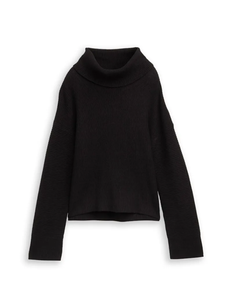 Tom Tailor Pullover & Sweatshirts*Oversize Rollkragenpullover deep black